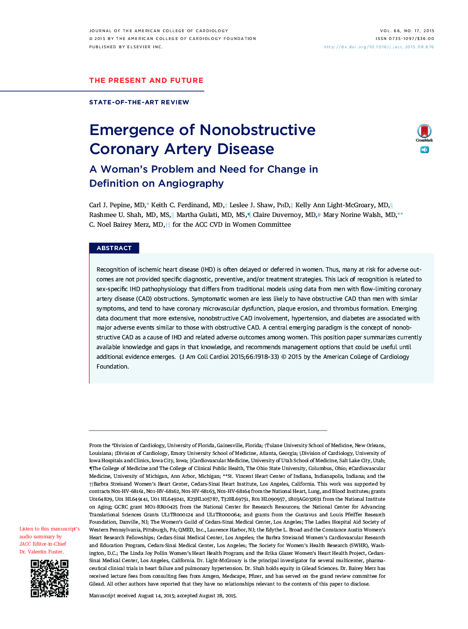 Emergence of Nonobstructive Coronary Artery Disease : A Woman’s Problem and Need for Change in Definition on Angiography