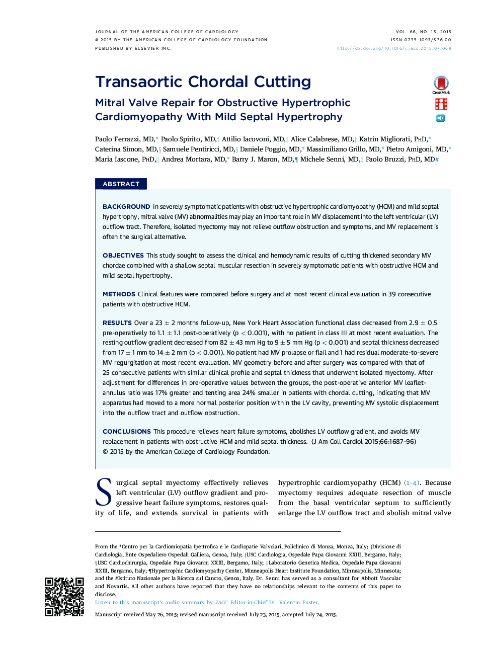 Transaortic Chordal Cutting : Mitral Valve Repair for Obstructive Hypertrophic Cardiomyopathy With Mild Septal Hypertrophy