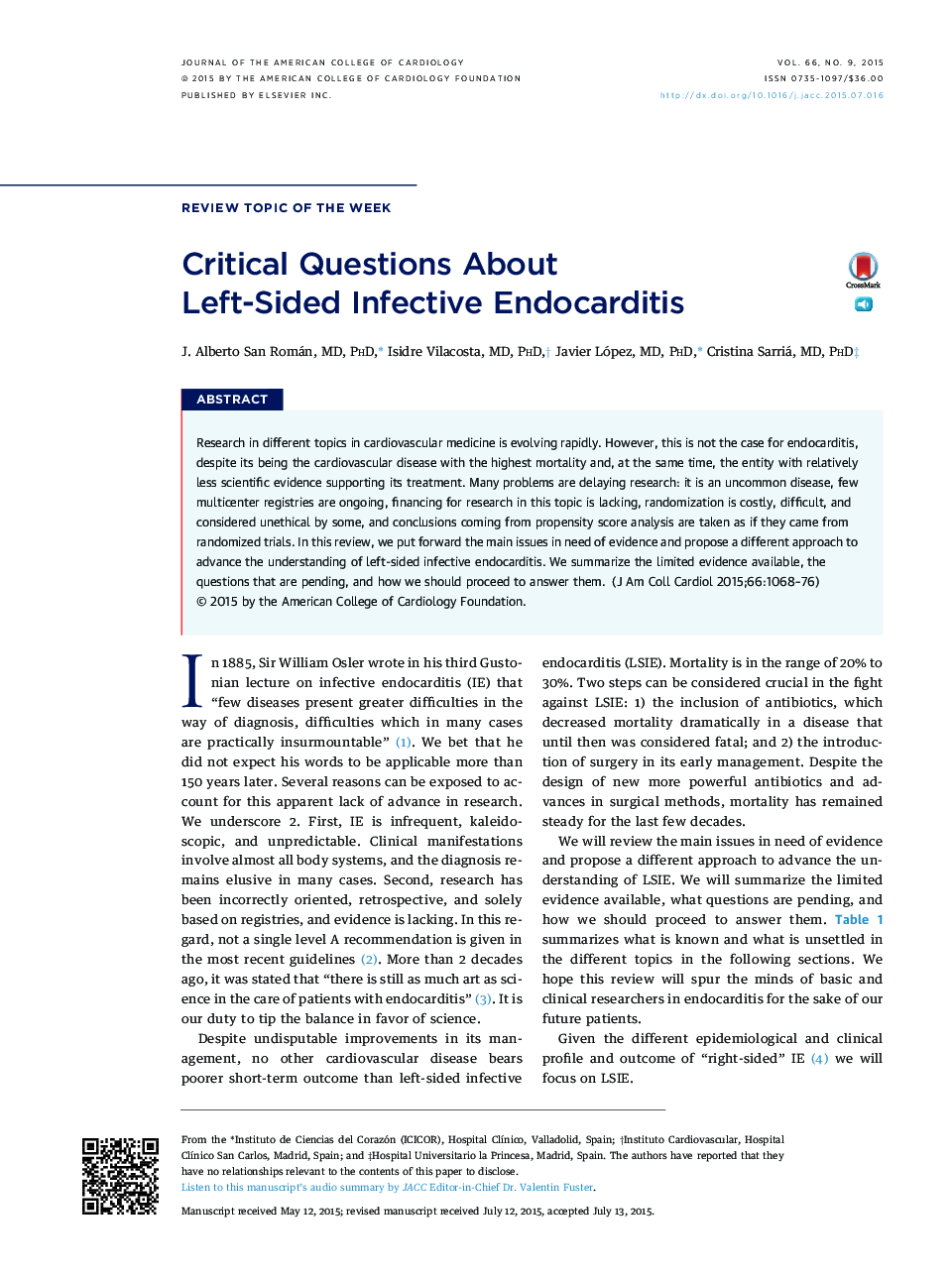 Critical Questions About Left-Sided Infective Endocarditis 