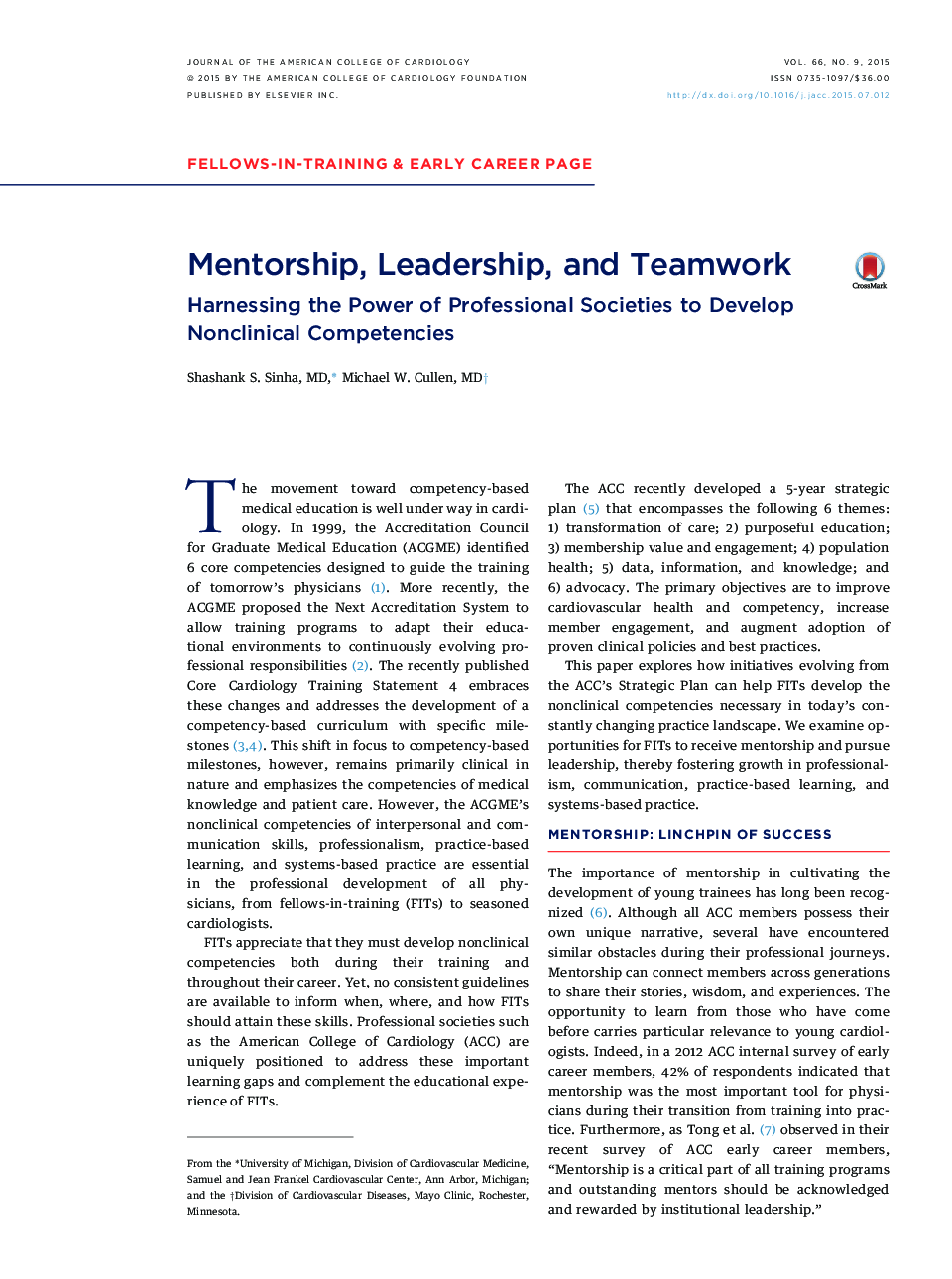 Mentorship, Leadership, and Teamwork