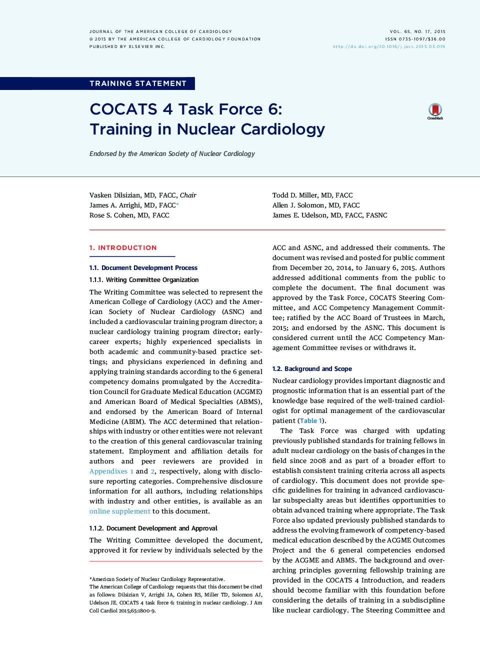 COCATS 4 Task Force 6: Training in Nuclear Cardiology