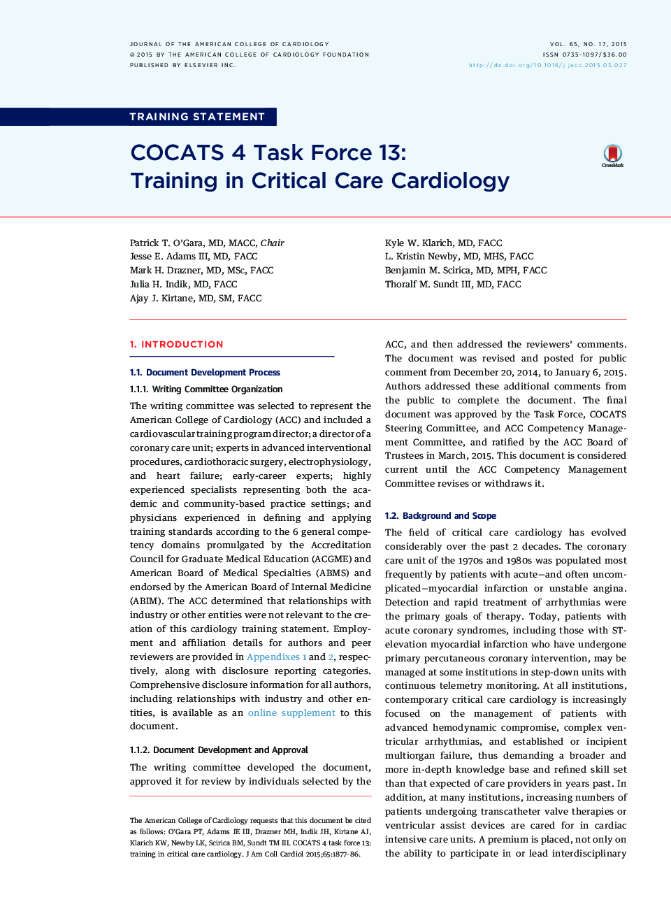 COCATS 4 Task Force 13: TrainingÂ inÂ Critical Care Cardiology