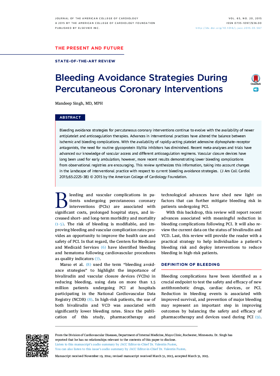 Bleeding Avoidance Strategies During Percutaneous Coronary Interventions 