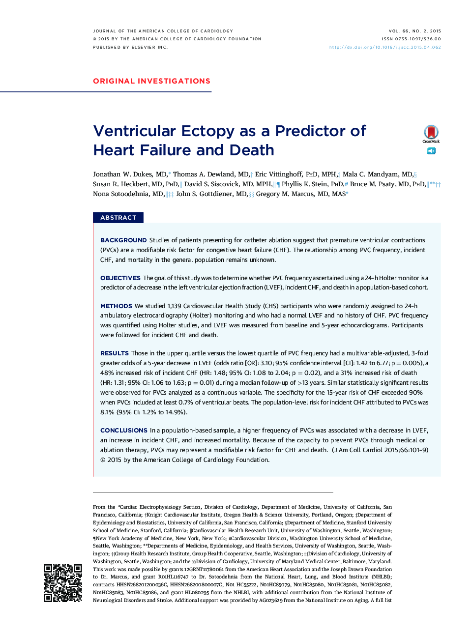 Ventricular Ectopy as a Predictor of Heart Failure and Death 