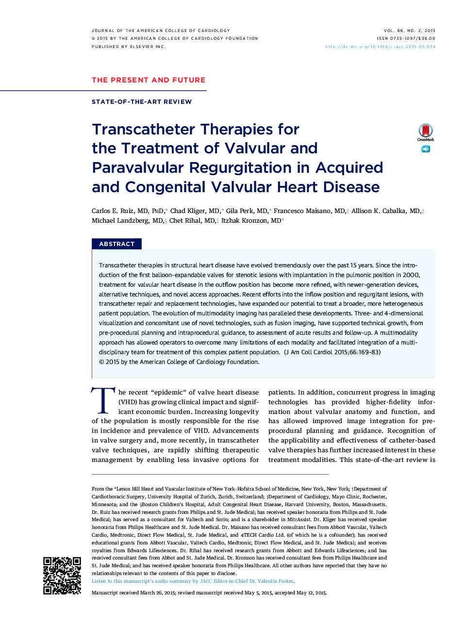 Transcatheter Therapies for the Treatment of Valvular and Paravalvular Regurgitation in Acquired and Congenital Valvular Heart Disease 