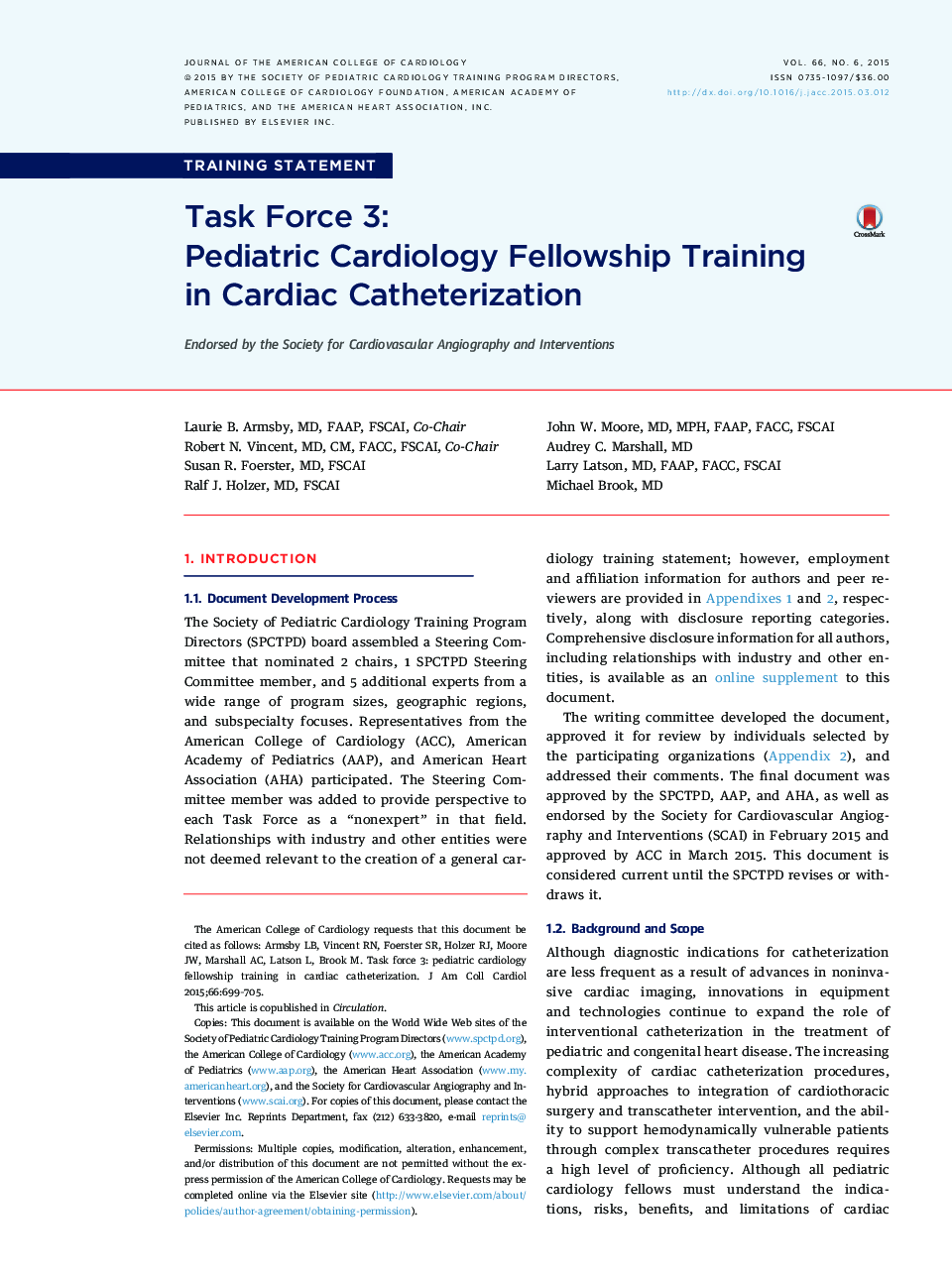 Task Force 3: Pediatric Cardiology Fellowship Training in Cardiac Catheterization