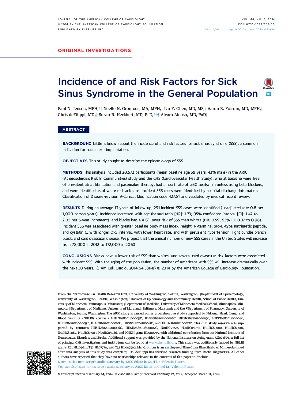 Incidence of and Risk Factors for Sick Sinus Syndrome in the General Population 