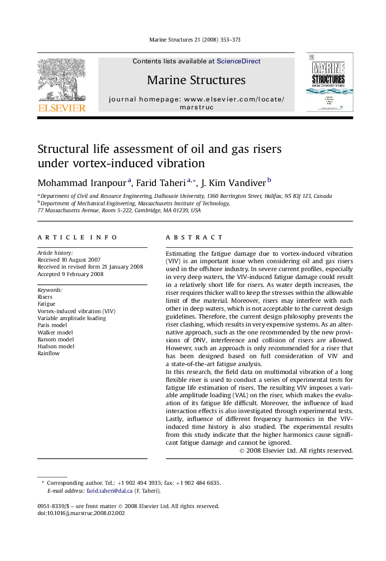 Structural life assessment of oil and gas risers under vortex-induced vibration