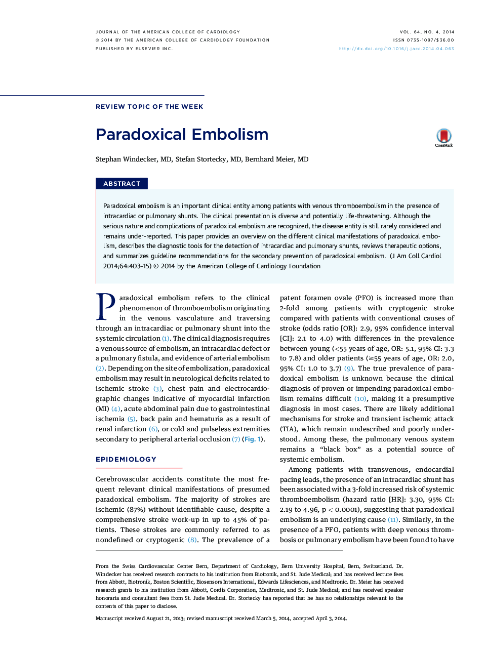 Paradoxical Embolism 