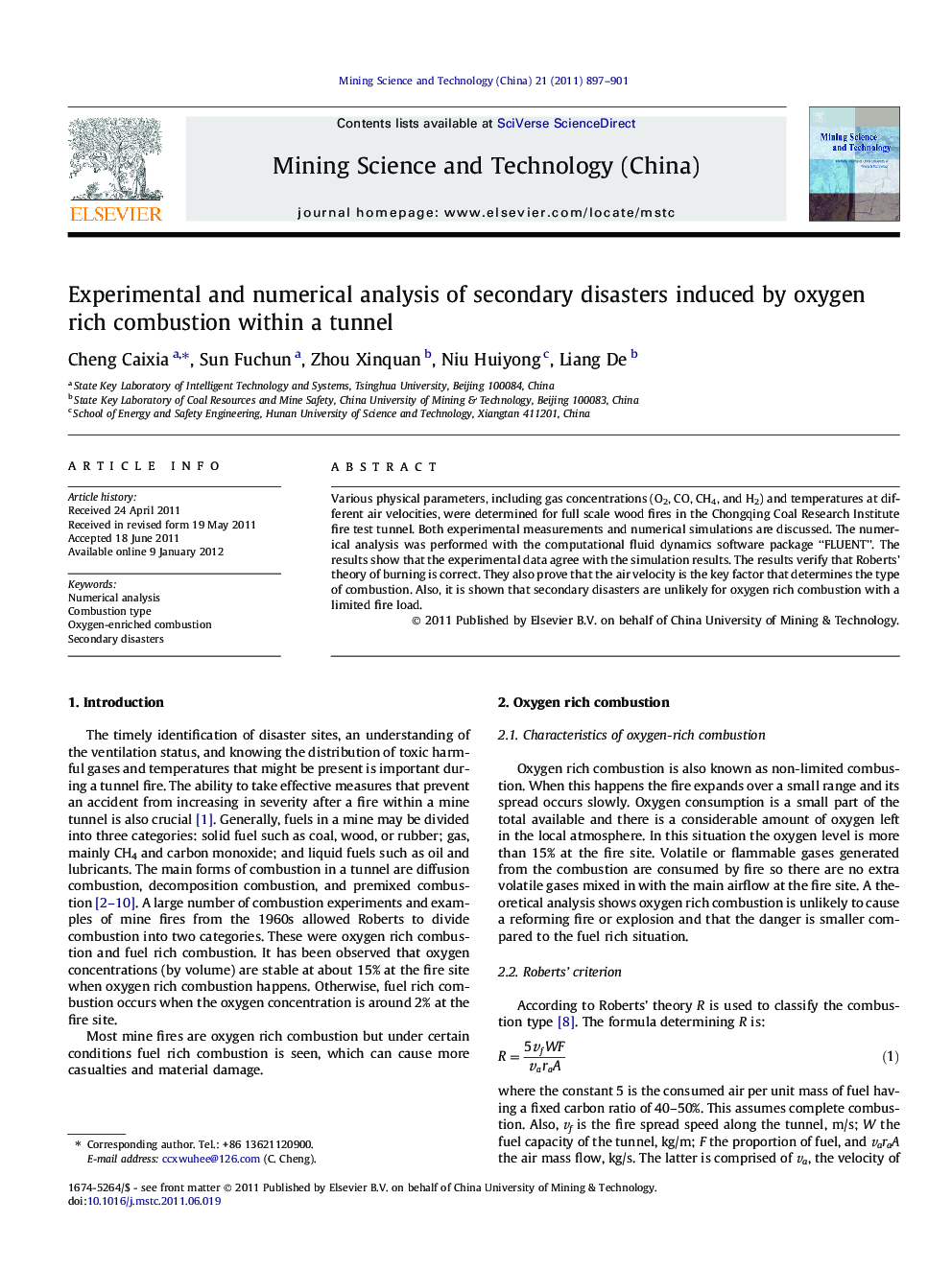 Experimental and numerical analysis of secondary disasters induced by oxygen rich combustion within a tunnel