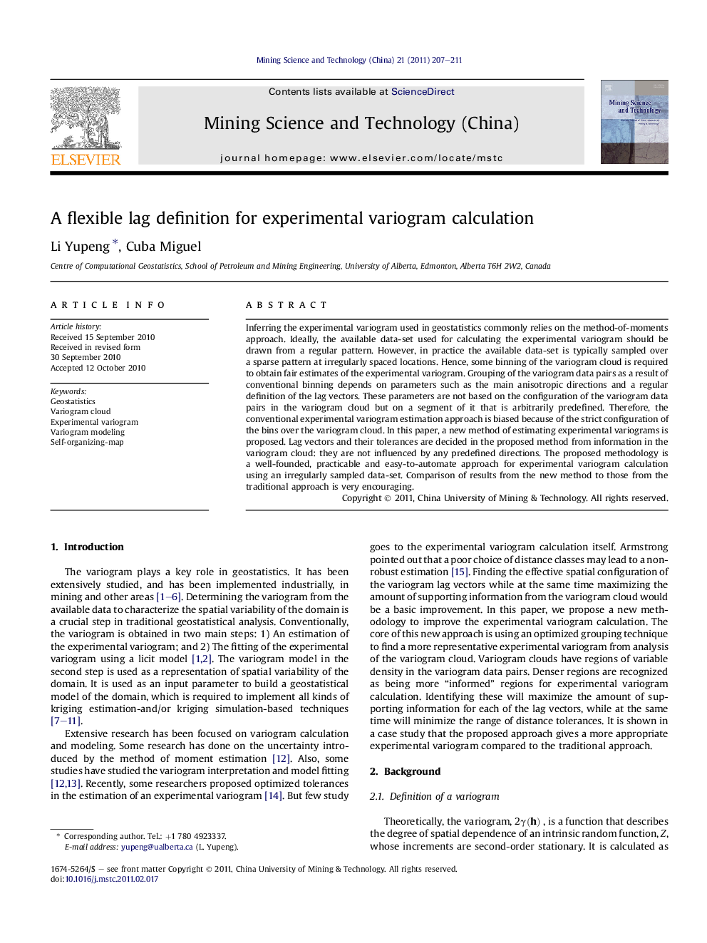 A flexible lag definition for experimental variogram calculation