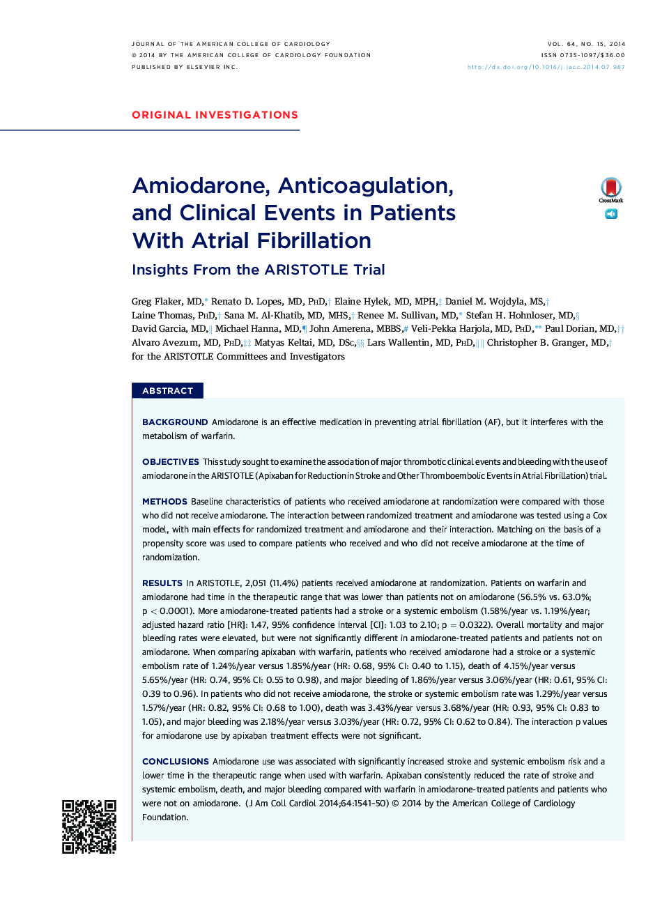 Amiodarone, Anticoagulation, and Clinical Events in Patients With Atrial Fibrillation : Insights From the ARISTOTLE Trial