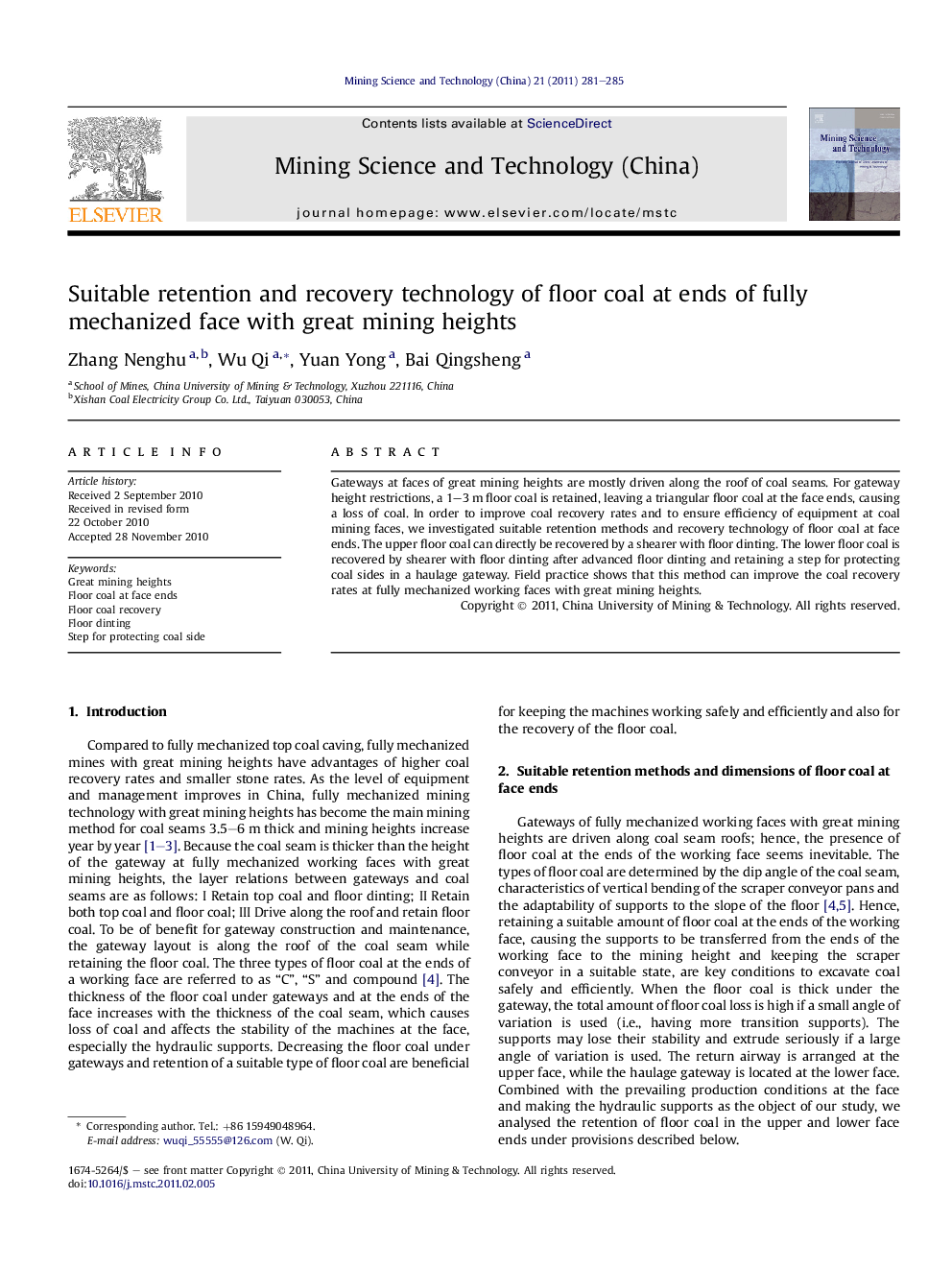 Suitable retention and recovery technology of floor coal at ends of fully mechanized face with great mining heights