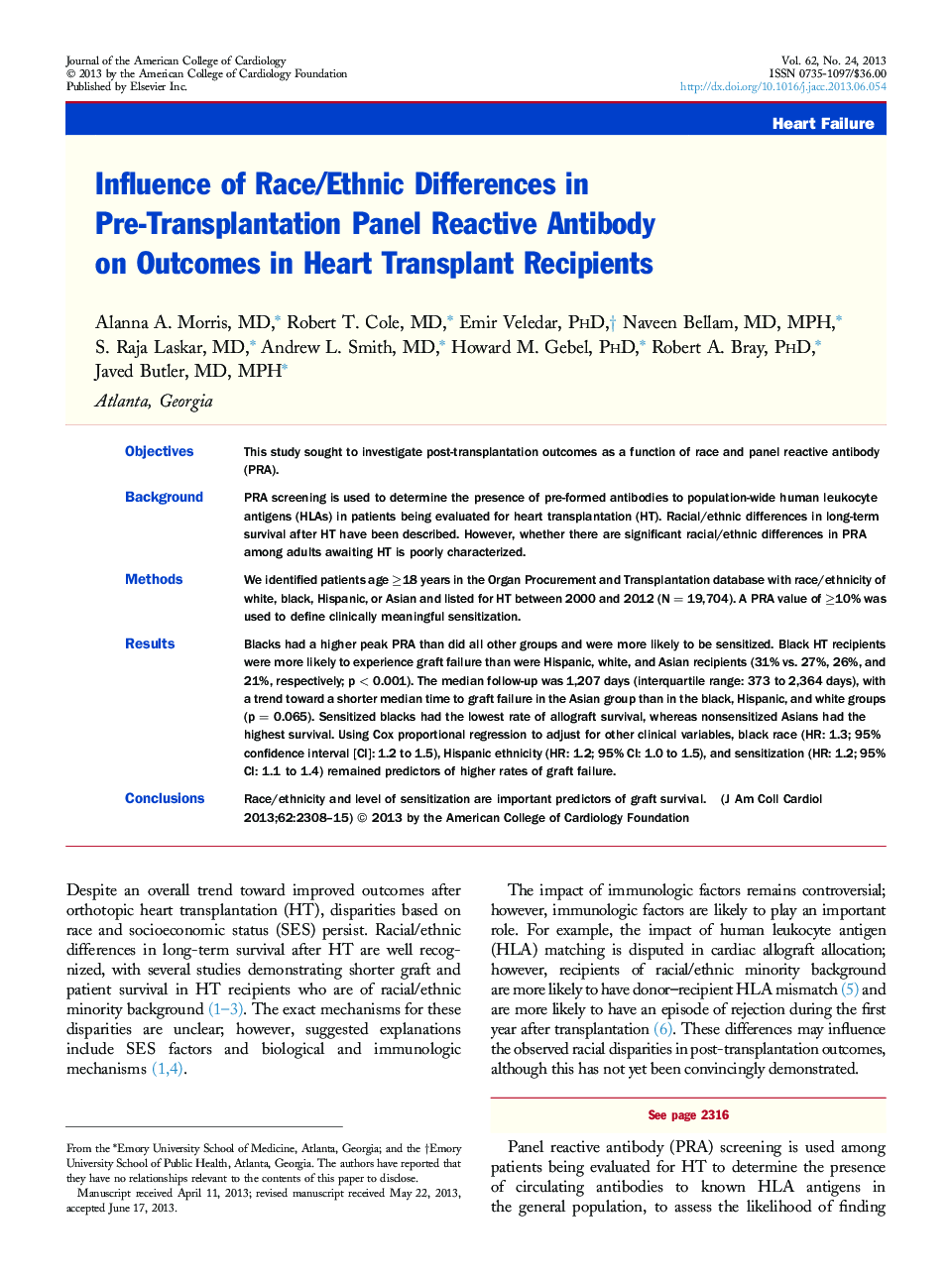 Influence of Race/Ethnic Differences in Pre-Transplantation Panel Reactive Antibody on Outcomes in Heart Transplant Recipients 