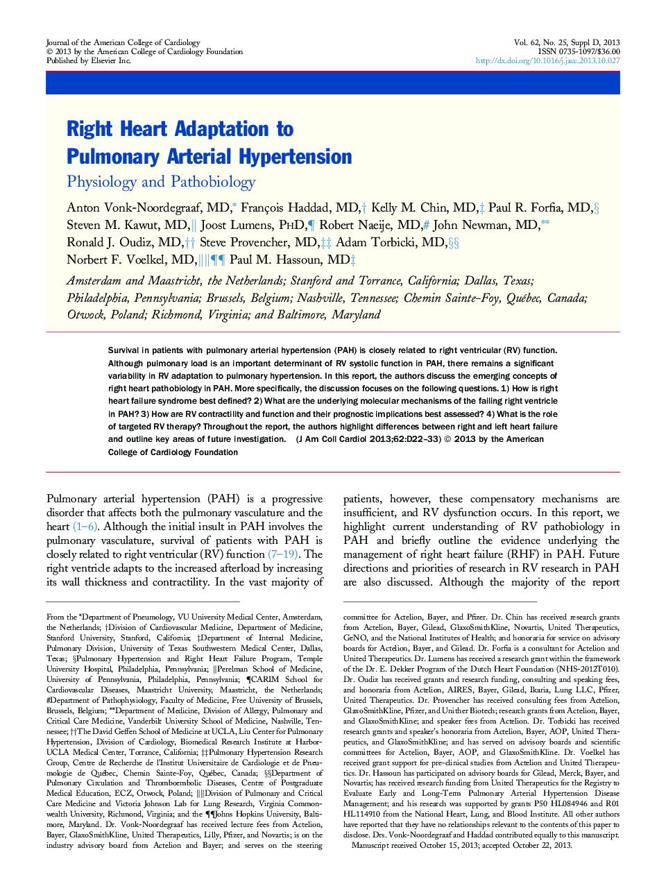 Right Heart Adaptation to Pulmonary Arterial Hypertension : Physiology and Pathobiology