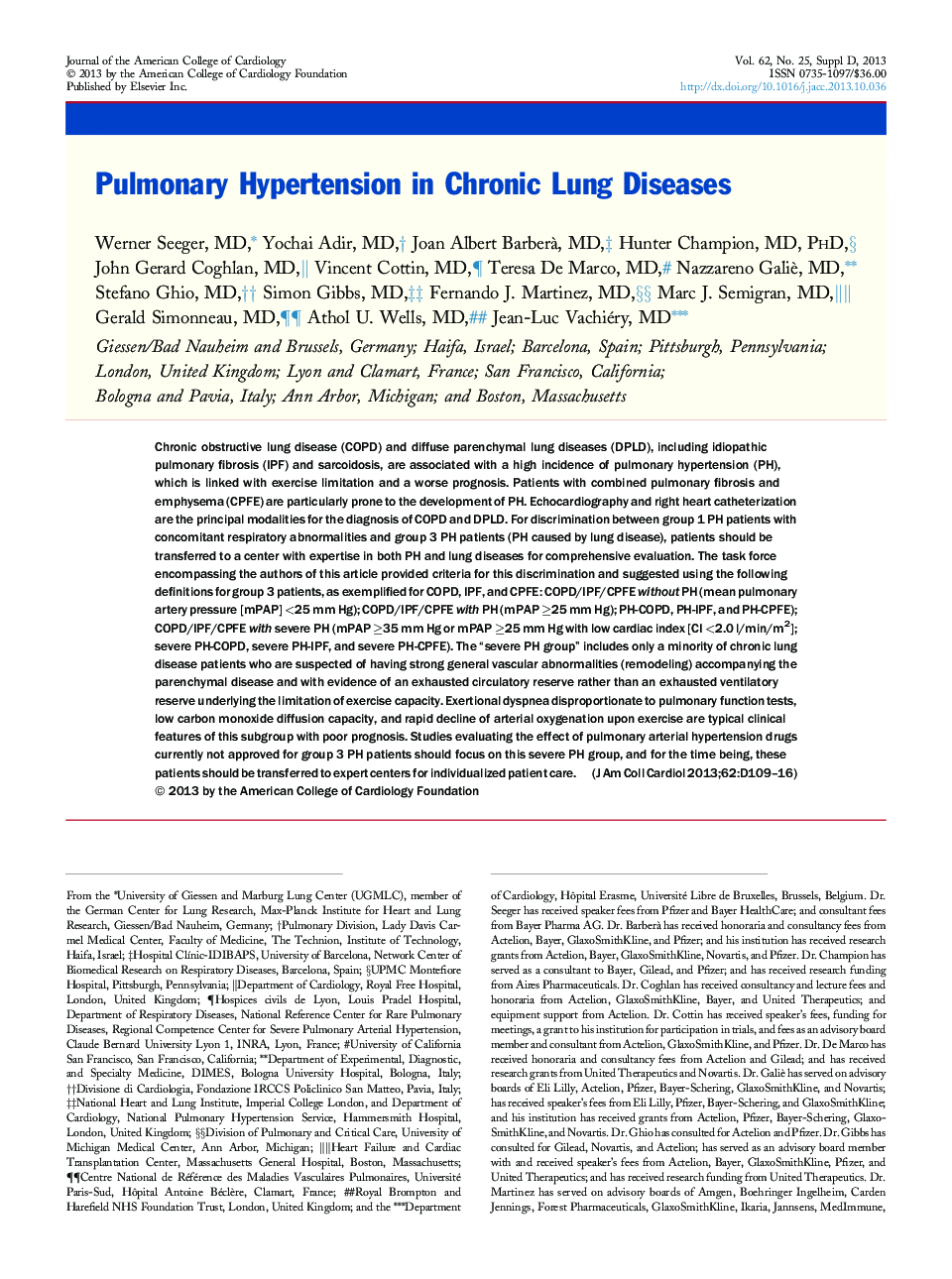 Pulmonary Hypertension in Chronic Lung Diseases 