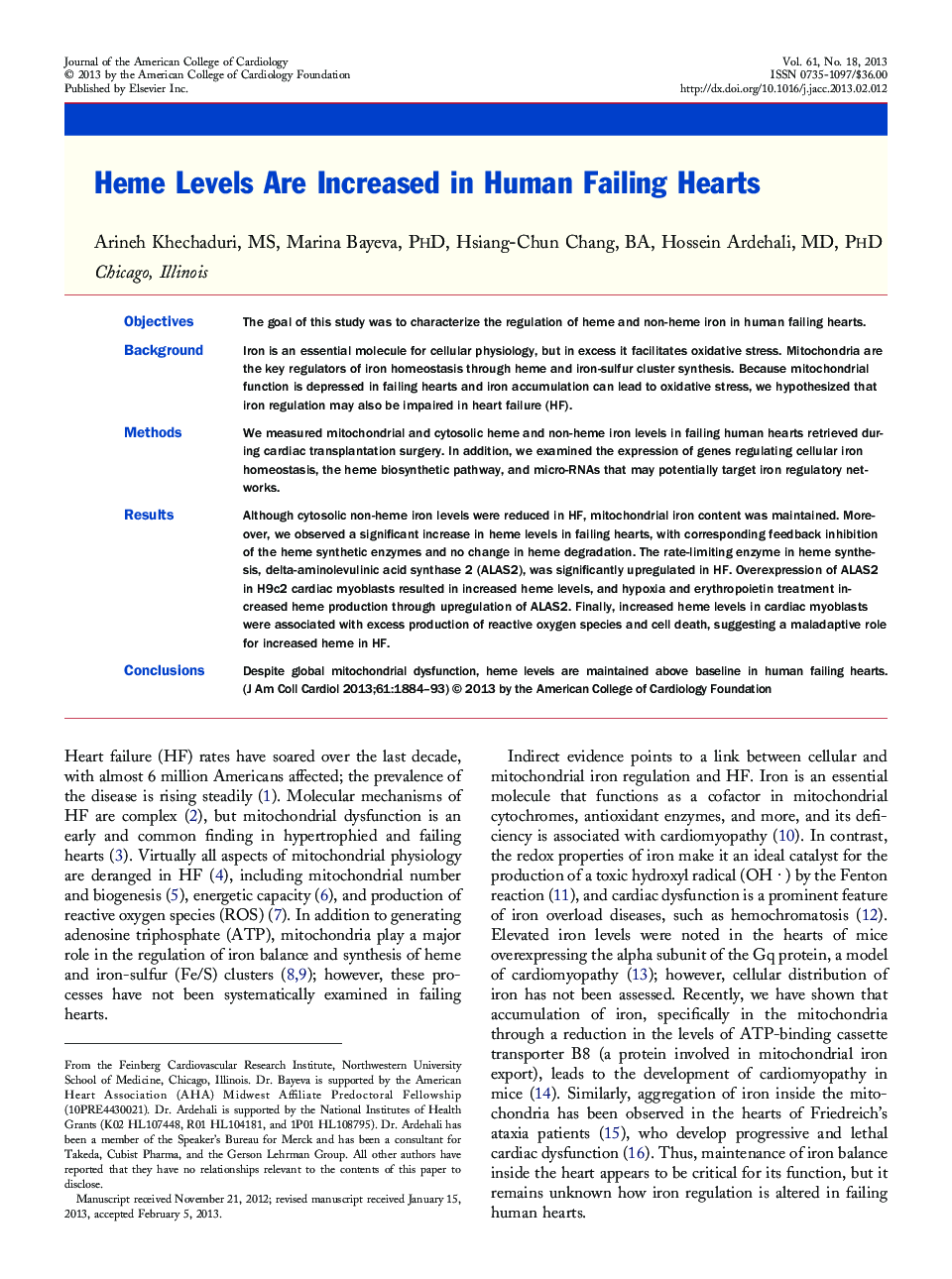 Heme Levels Are Increased in Human Failing Hearts 