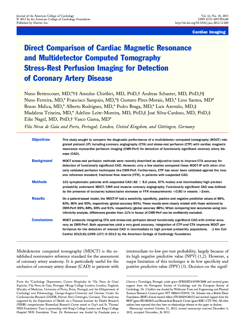 Direct Comparison of Cardiac Magnetic Resonance and Multidetector Computed Tomography Stress-Rest Perfusion Imaging for Detection of Coronary Artery Disease 