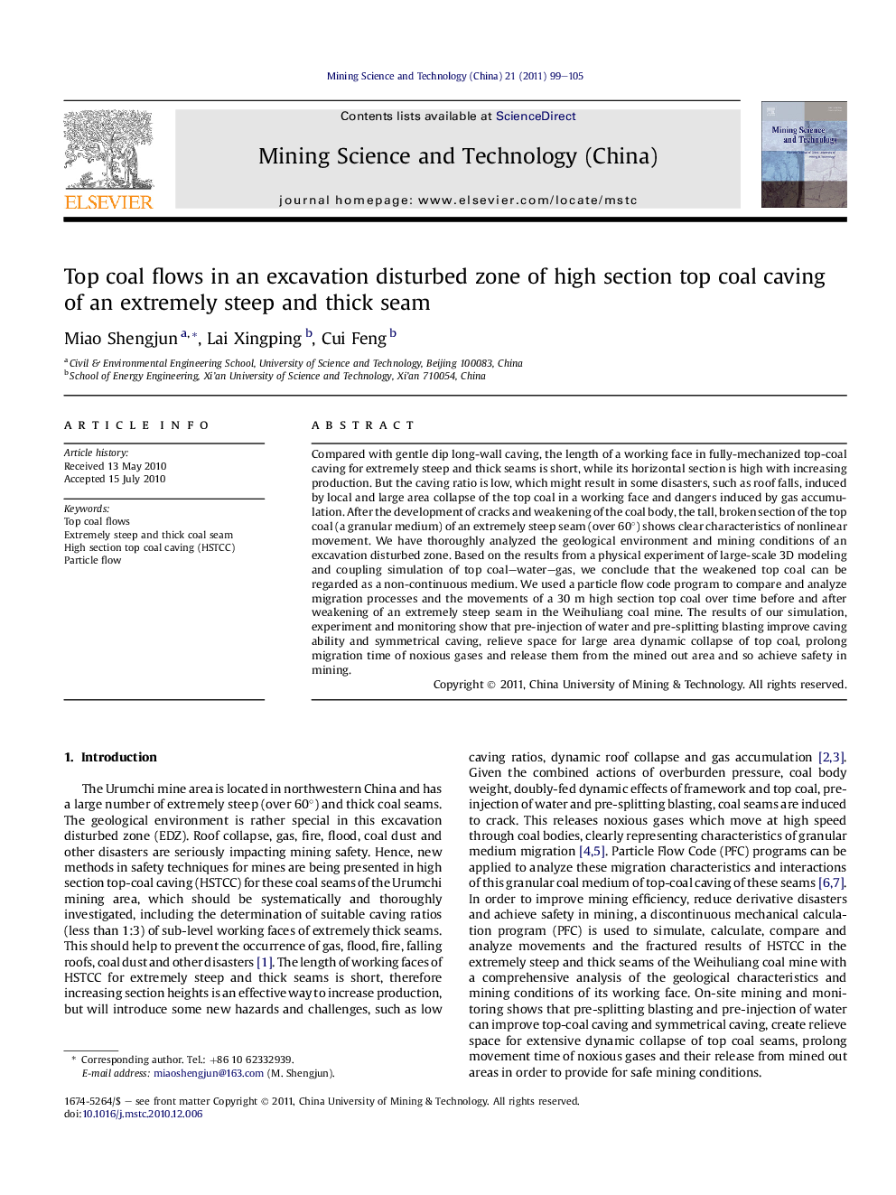 Top coal flows in an excavation disturbed zone of high section top coal caving of an extremely steep and thick seam