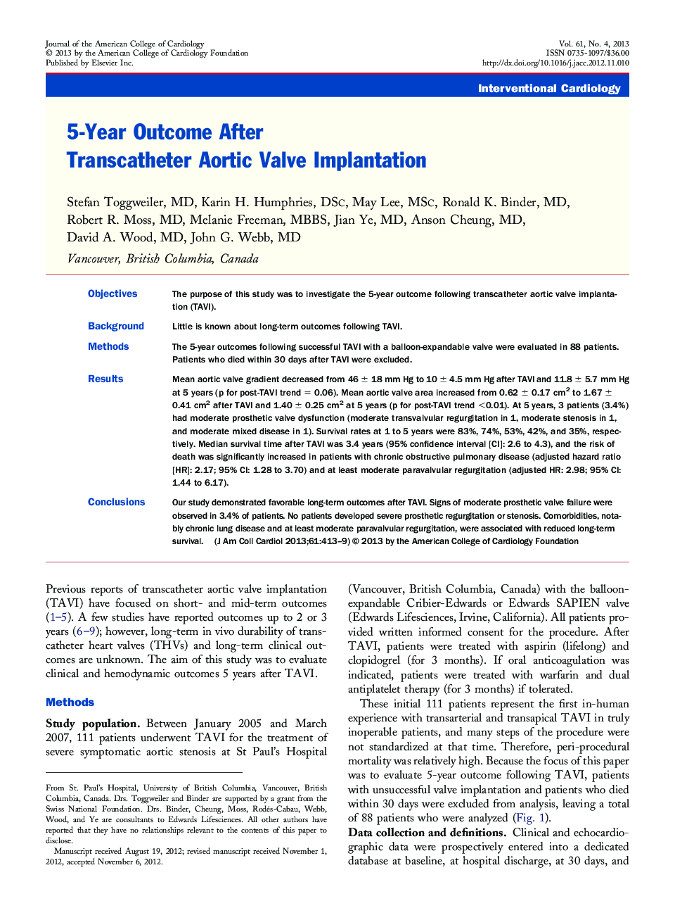 5-Year Outcome After Transcatheter Aortic Valve Implantation 