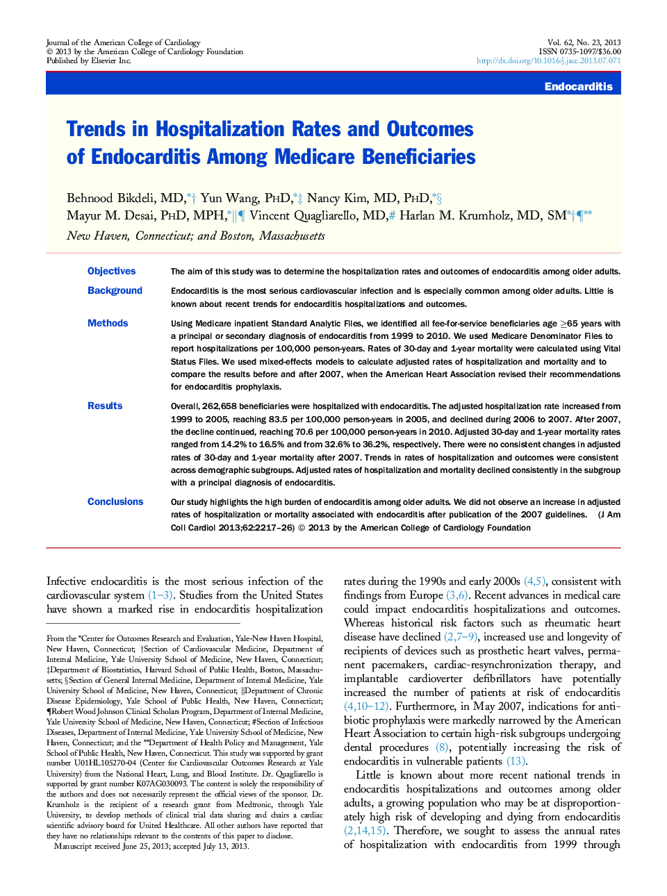 Trends in Hospitalization Rates and Outcomes of Endocarditis Among Medicare Beneficiaries 