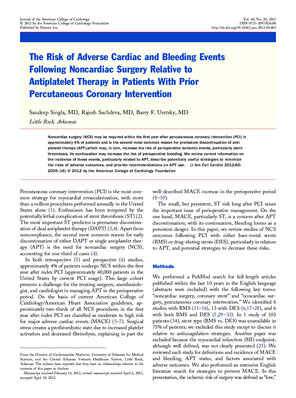 The Risk of Adverse Cardiac and Bleeding Events Following Noncardiac Surgery Relative to Antiplatelet Therapy in Patients With Prior Percutaneous Coronary Intervention 