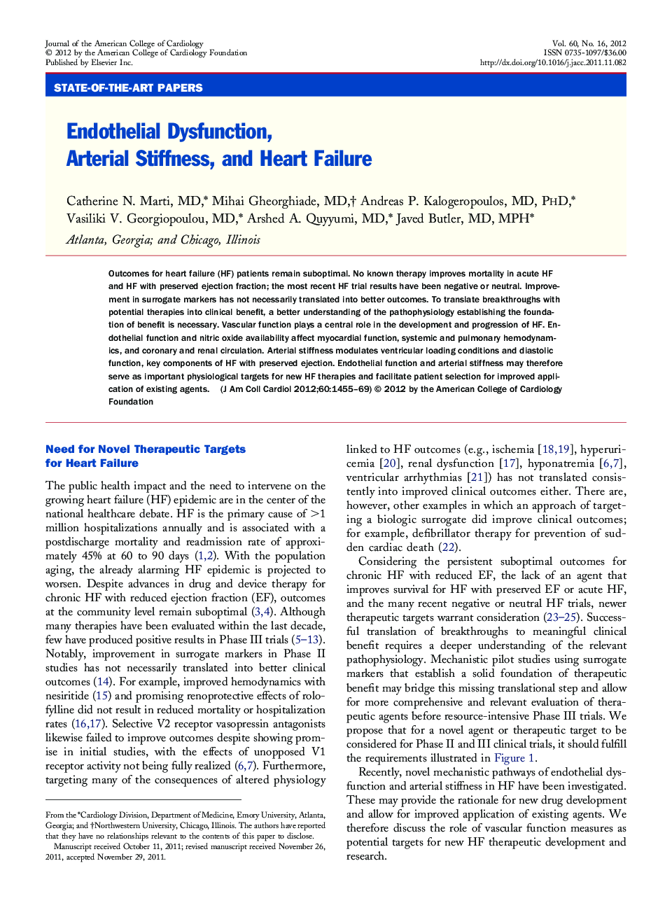 Endothelial Dysfunction, Arterial Stiffness, and Heart Failure 