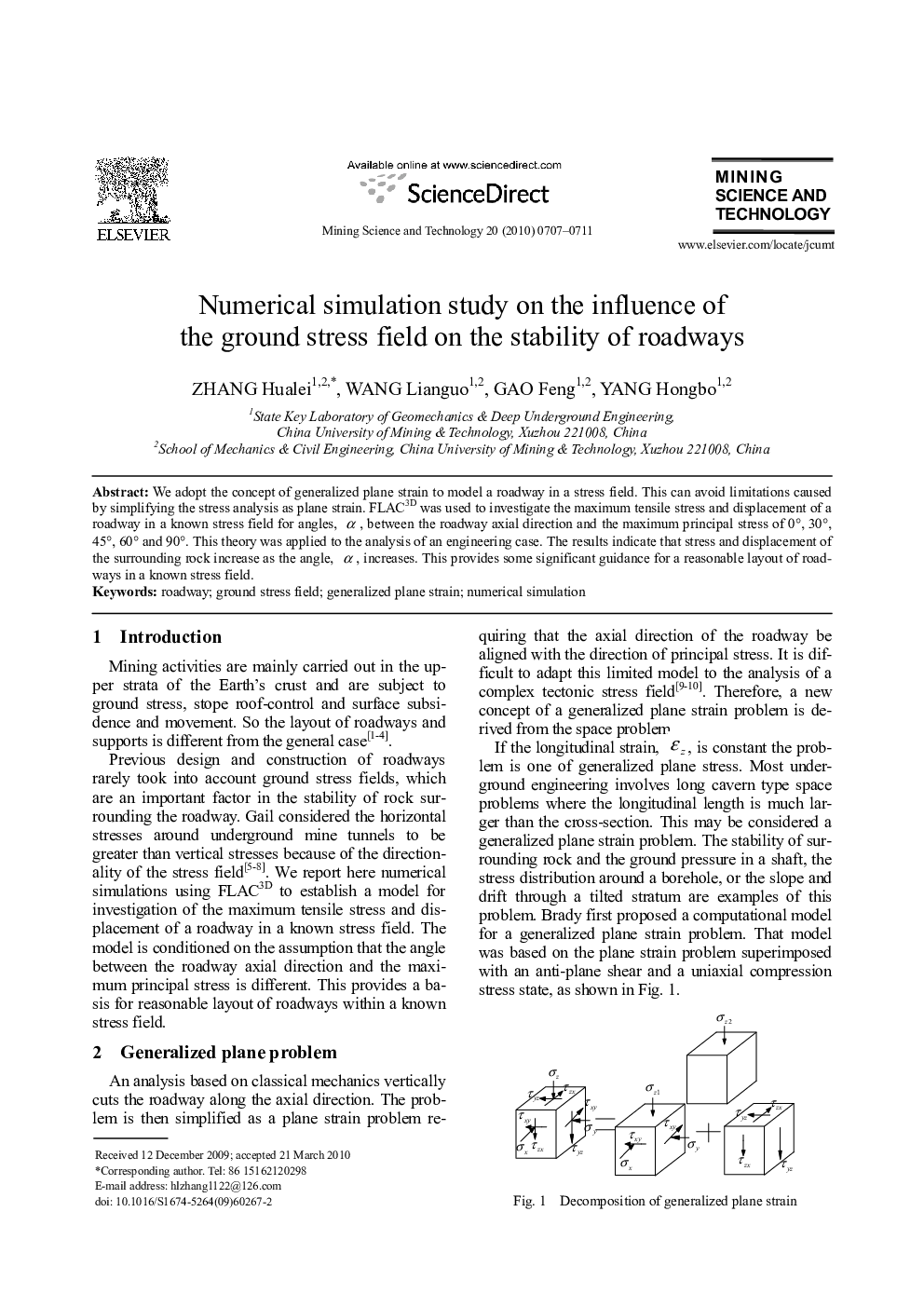 Numerical simulation study on the influence of the ground stress field on the stability of roadways