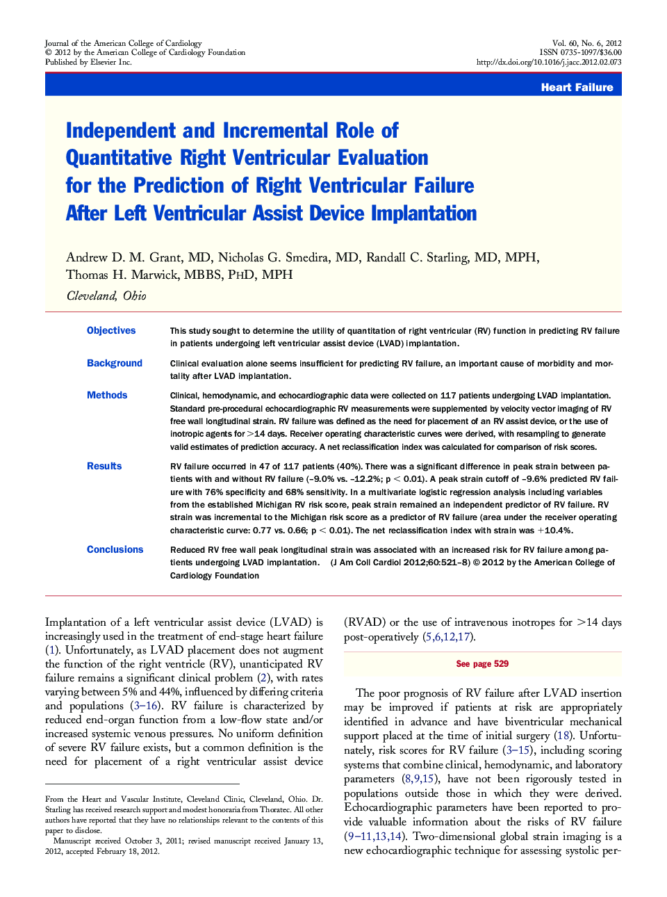 Independent and Incremental Role of Quantitative Right Ventricular Evaluation for the Prediction of Right Ventricular Failure After Left Ventricular Assist Device Implantation 