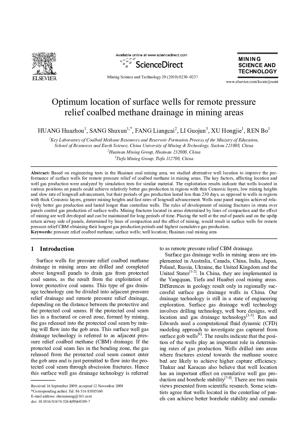 Optimum location of surface wells for remote pressure relief coalbed methane drainage in mining areas