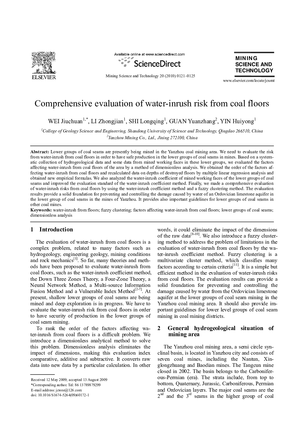 Comprehensive evaluation of water-inrush risk from coal floors
