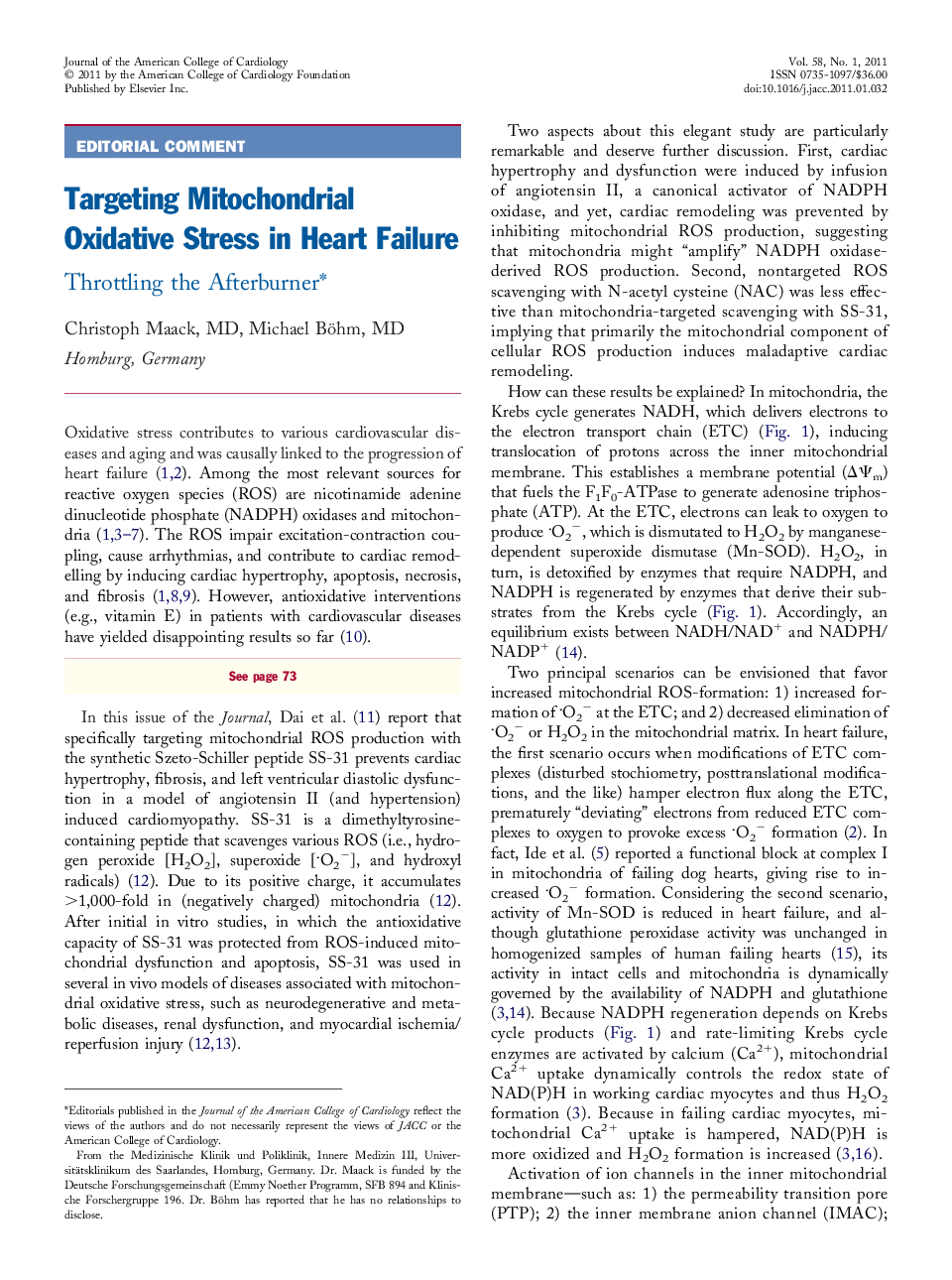 Targeting Mitochondrial Oxidative Stress in Heart Failure