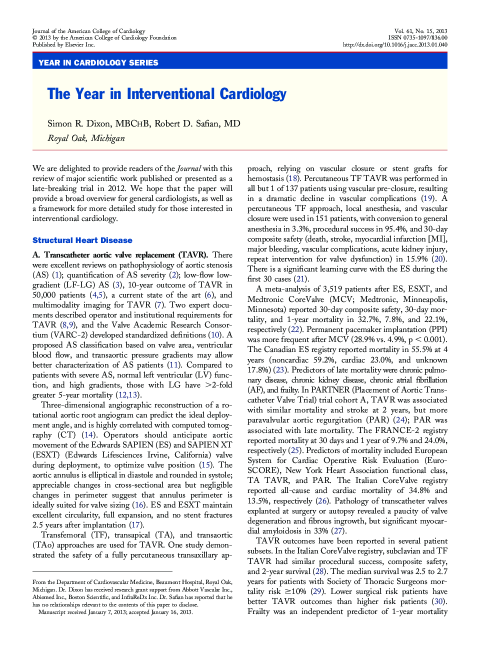 The Year in Interventional Cardiology