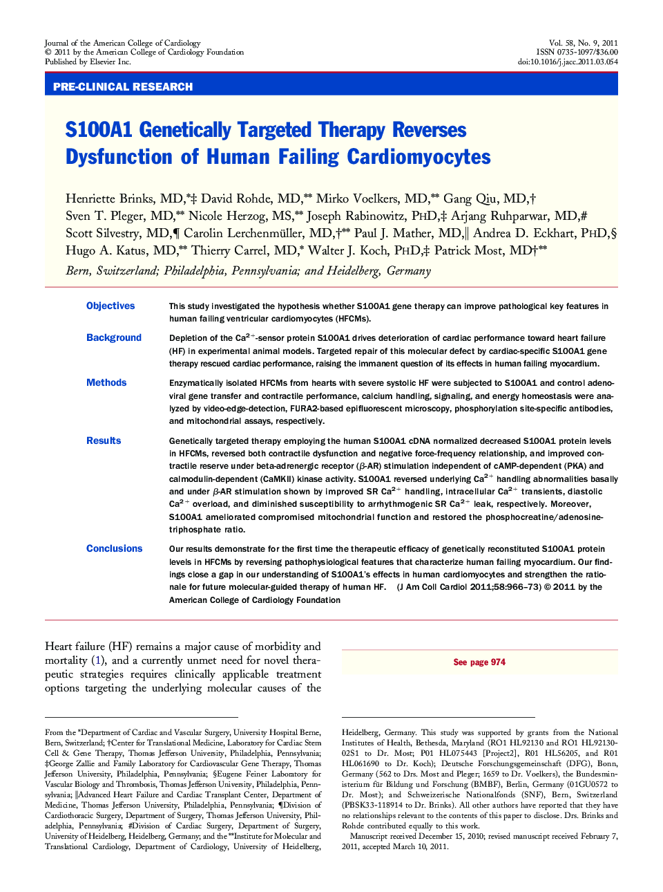 S100A1 Genetically Targeted Therapy Reverses Dysfunction of Human Failing Cardiomyocytes 