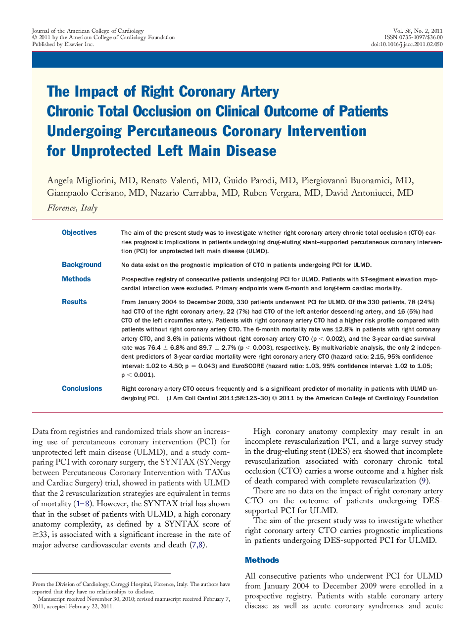 The Impact of Right Coronary Artery Chronic Total Occlusion on Clinical Outcome of Patients Undergoing Percutaneous Coronary Intervention for Unprotected Left Main Disease 