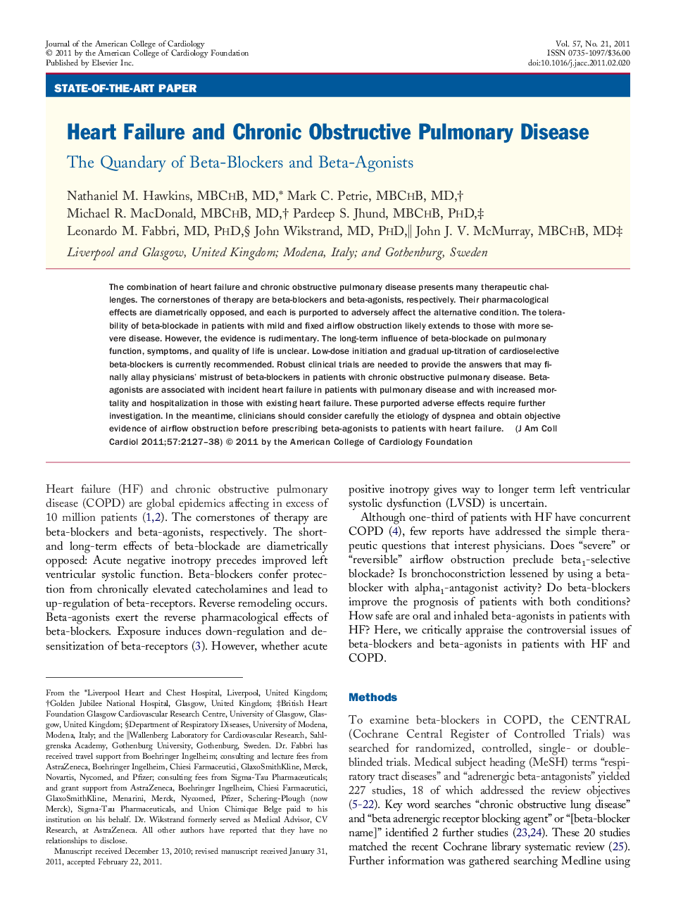 Heart Failure and Chronic Obstructive Pulmonary Disease : The Quandary of Beta-Blockers and Beta-Agonists