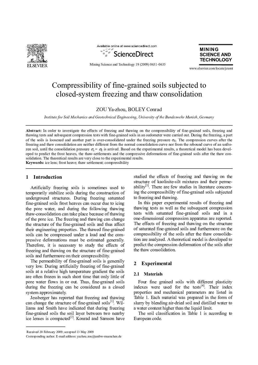 Compressibility of fine-grained soils subjected to closed-system freezing and thaw consolidation