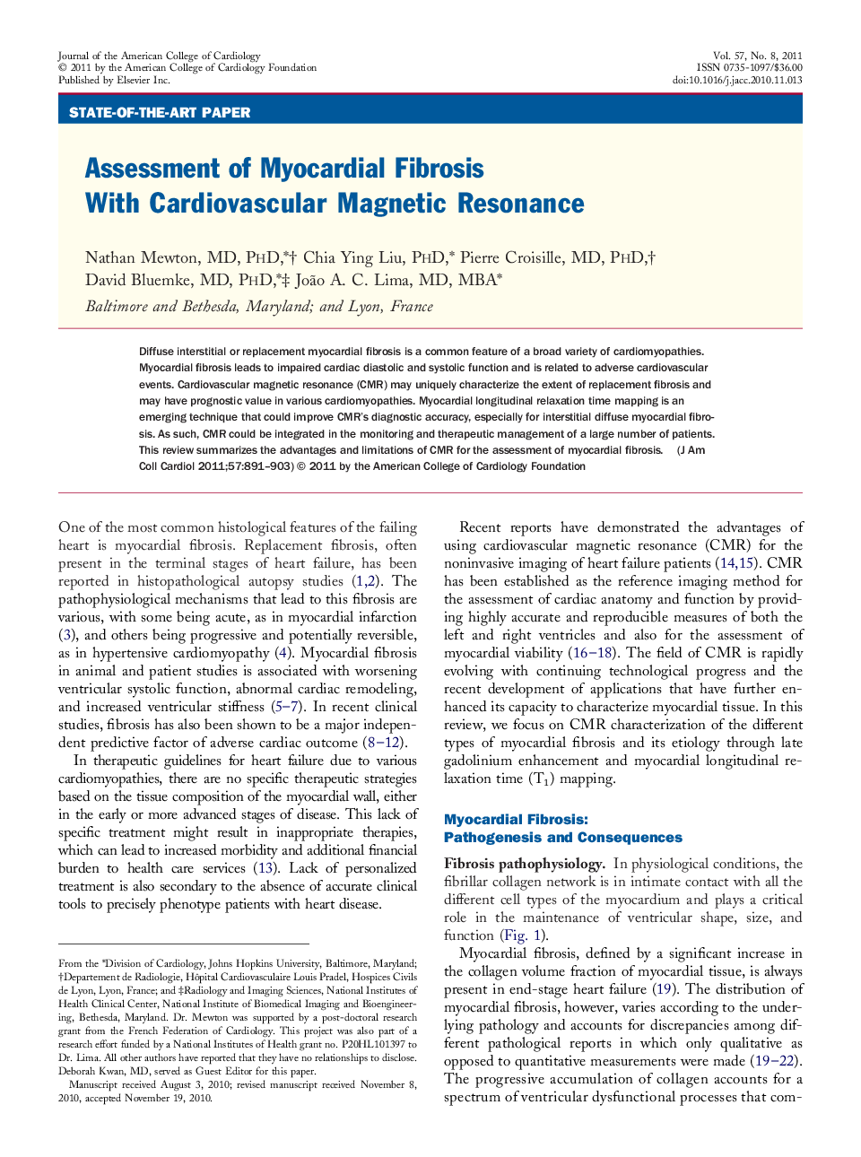 Assessment of Myocardial Fibrosis With Cardiovascular Magnetic Resonance 