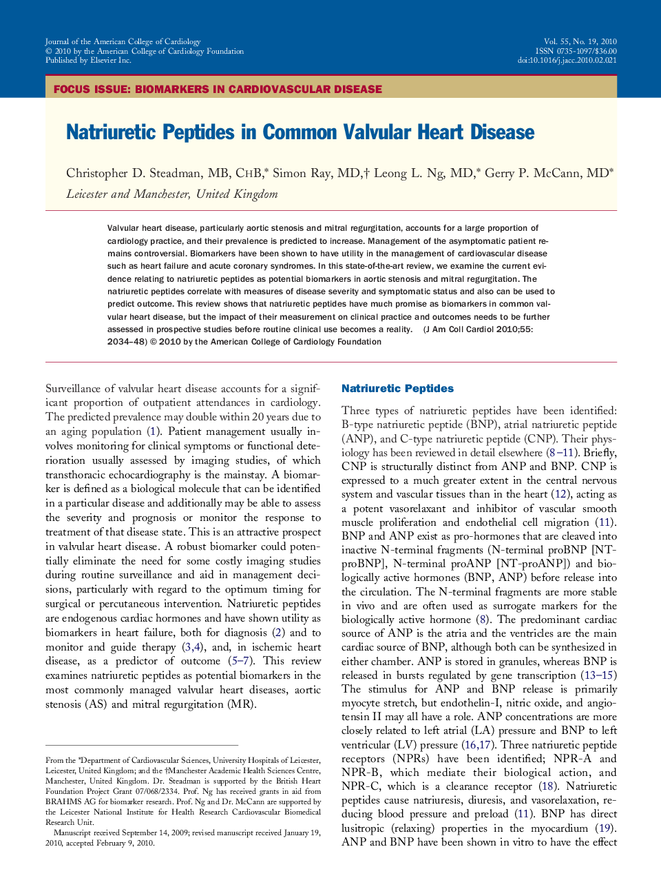 Natriuretic Peptides in Common Valvular Heart Disease 