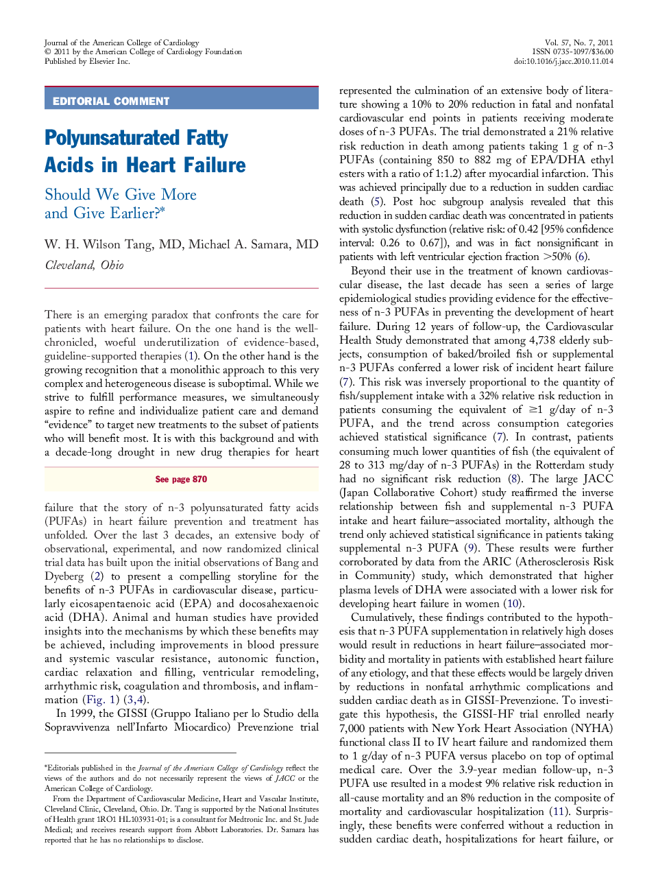 Polyunsaturated Fatty Acids in Heart Failure