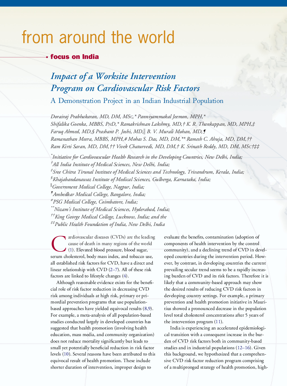 Impact of a Worksite Intervention Program on Cardiovascular Risk Factors