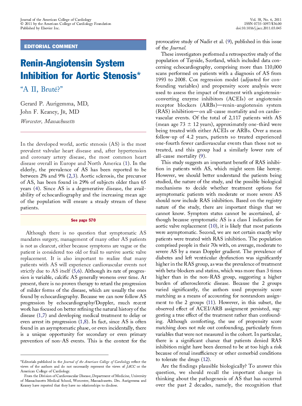 Renin-Angiotensin System Inhibition for Aortic Stenosisâ