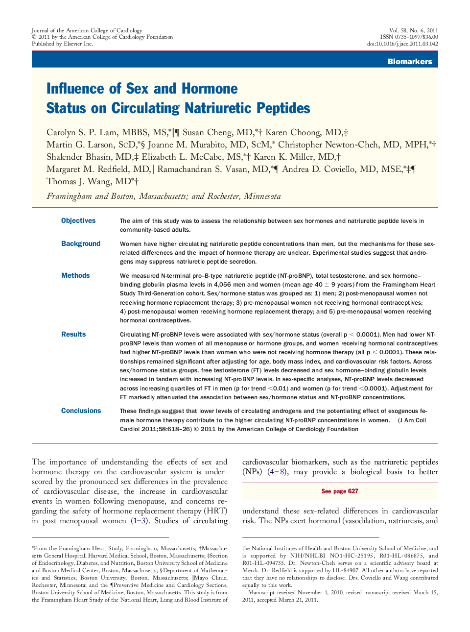 Influence of Sex and Hormone Status on Circulating Natriuretic Peptides 