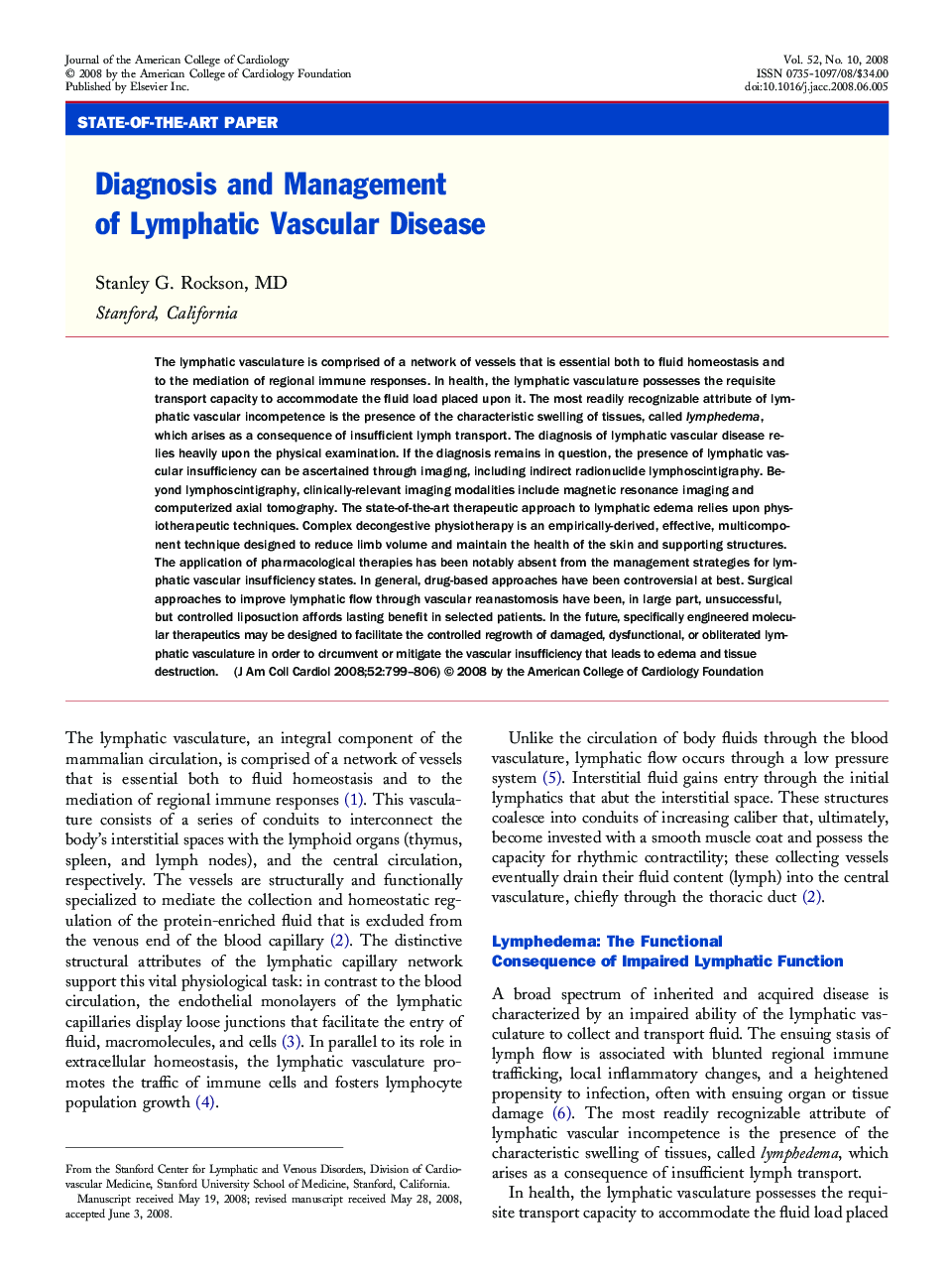 Diagnosis and Management of Lymphatic Vascular Disease