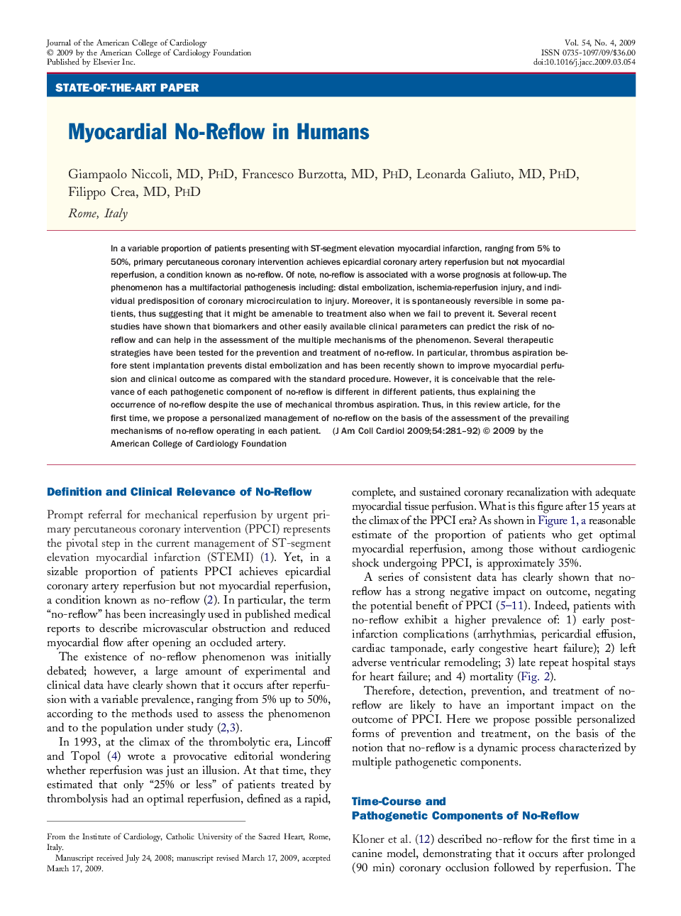Myocardial No-Reflow in Humans