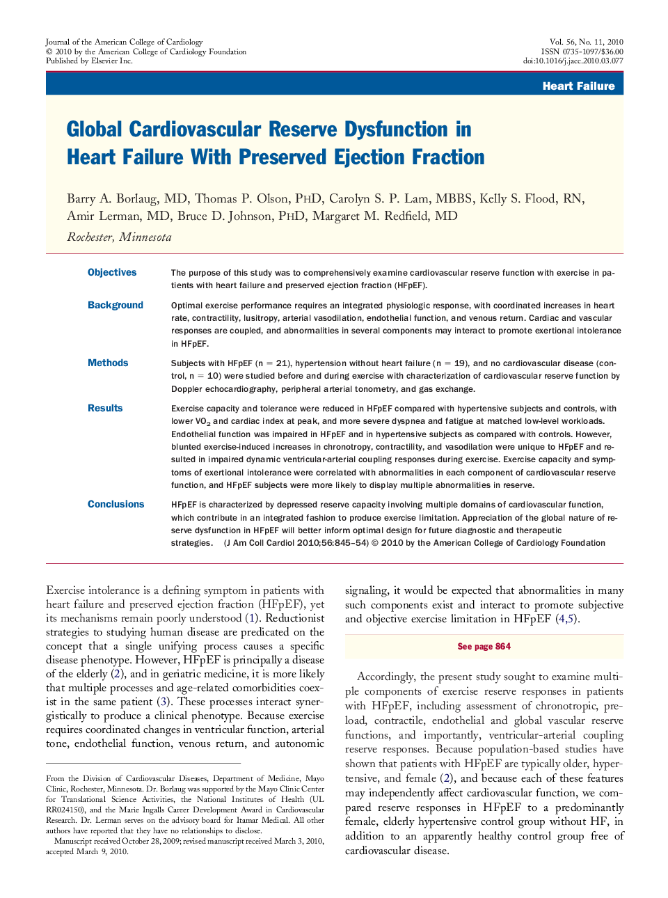 Global Cardiovascular Reserve Dysfunction in Heart Failure With Preserved Ejection Fraction 