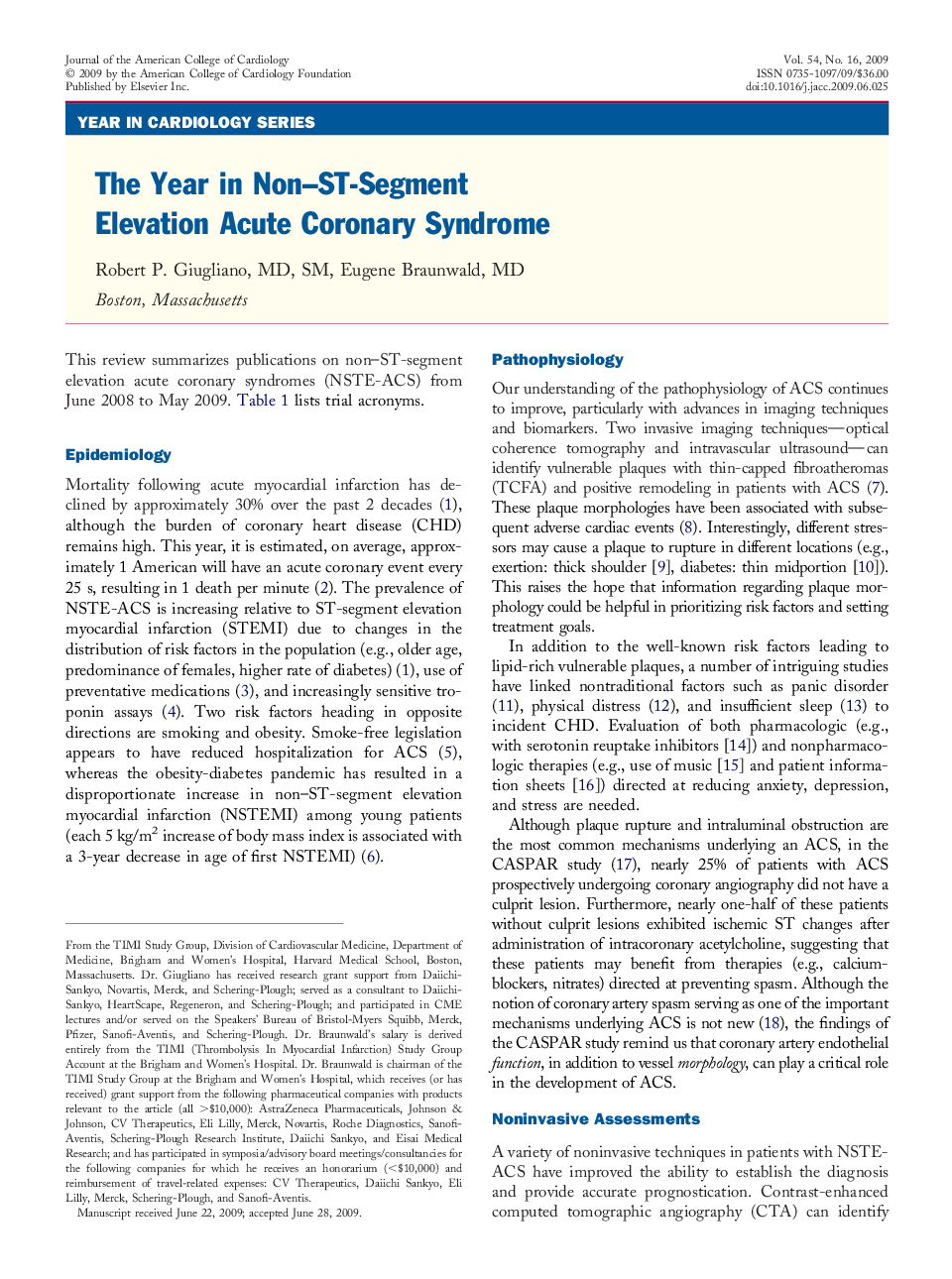 The Year in Non-ST-Segment Elevation Acute Coronary Syndrome