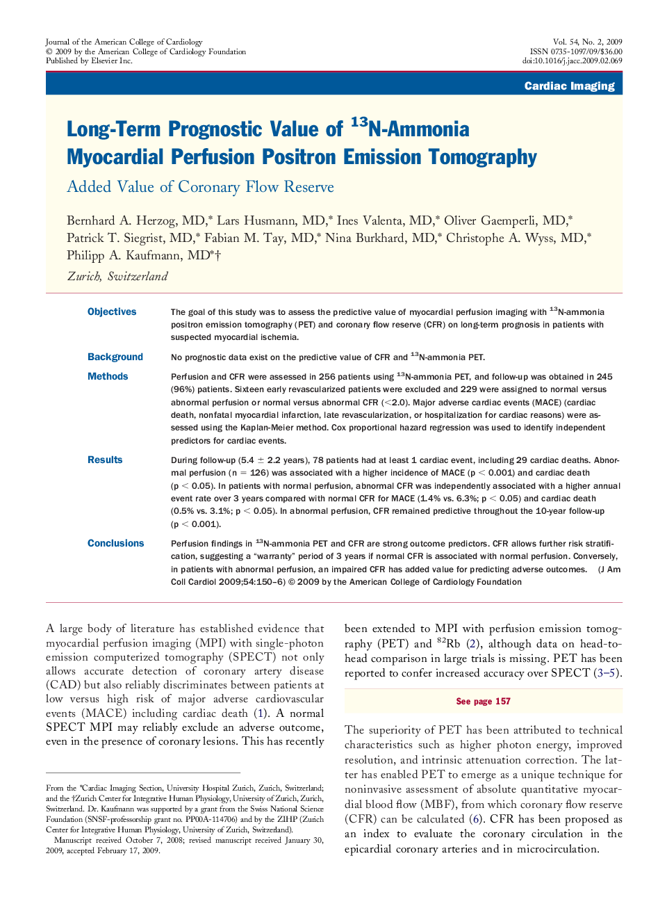 Long-Term Prognostic Value of 13N-Ammonia Myocardial Perfusion Positron Emission Tomography : Added Value of Coronary Flow Reserve