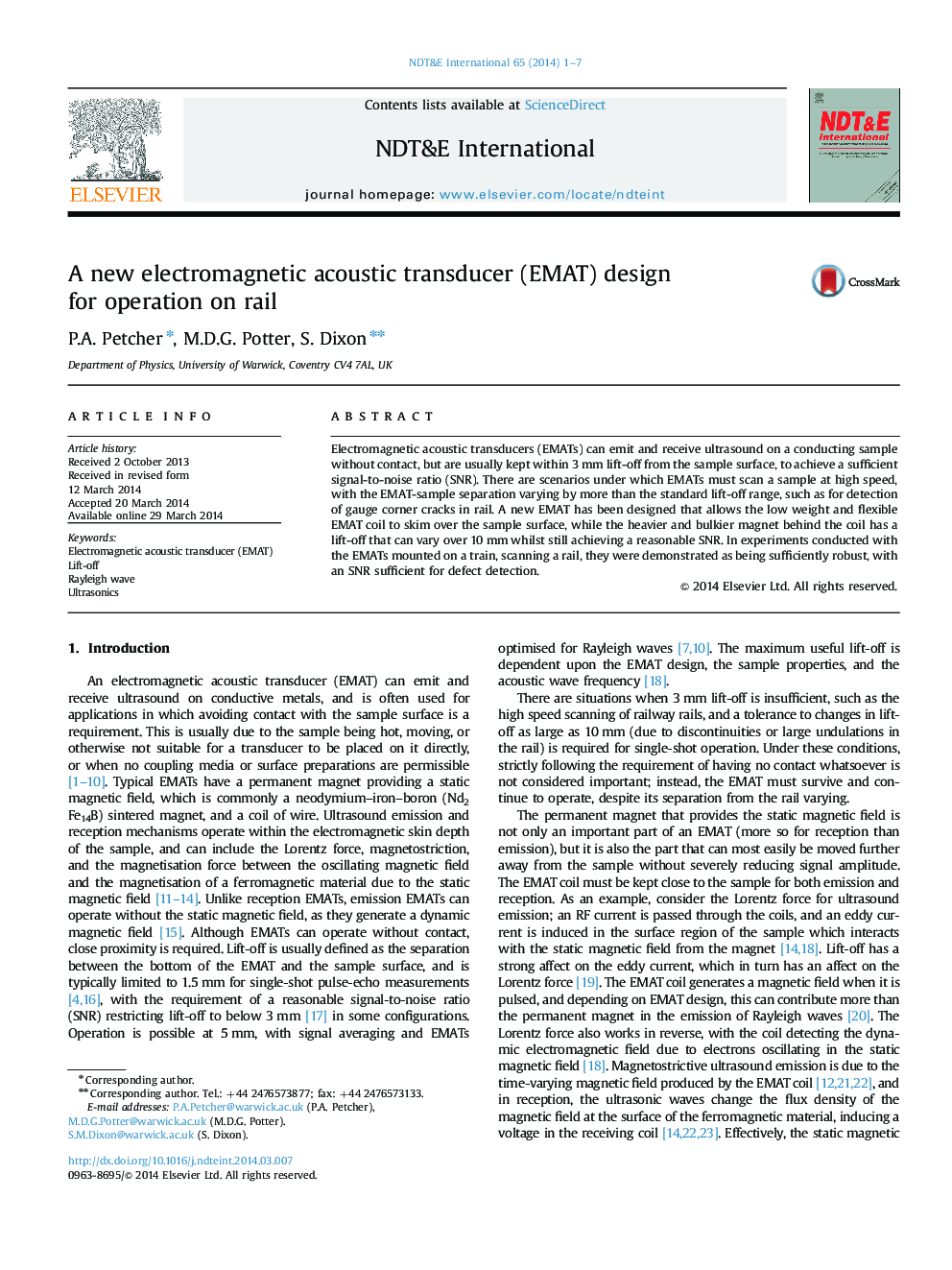 A new electromagnetic acoustic transducer (EMAT) design for operation on rail