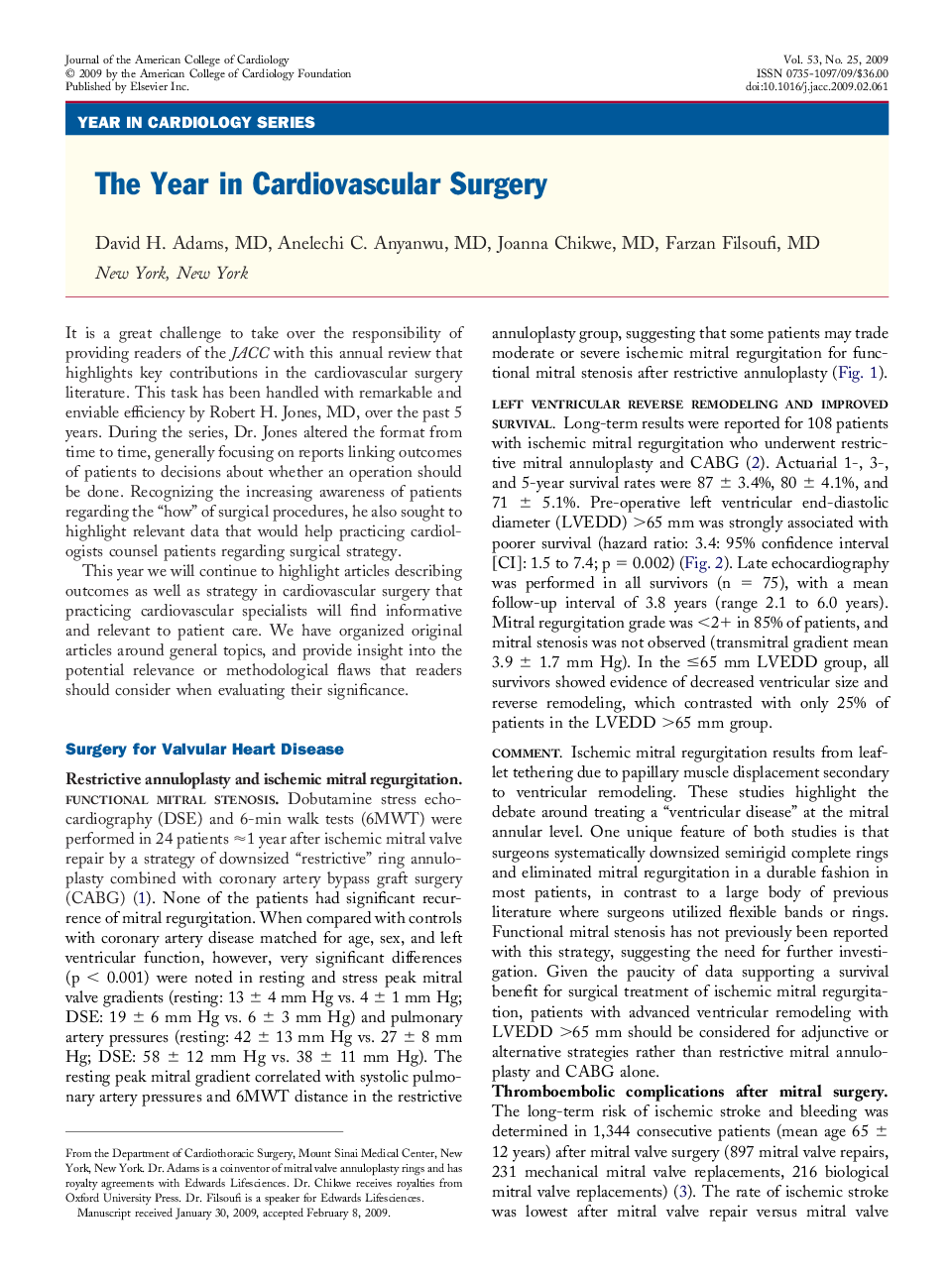 The Year in Cardiovascular Surgery